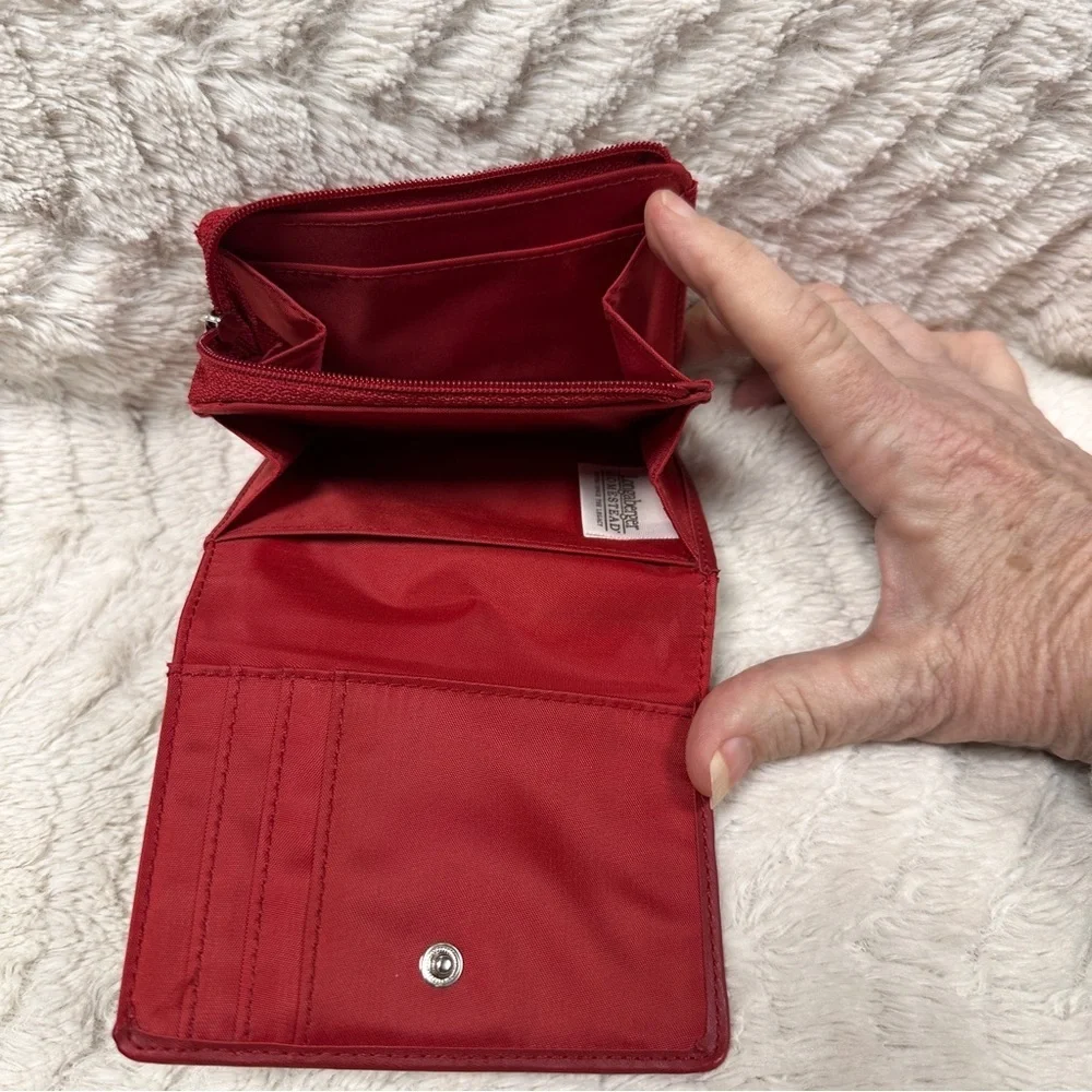 Longaberger Homestead Red Multicolor Striped Bifold Cotton Blend Wallet